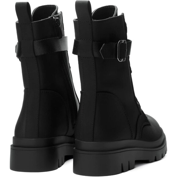 Women's Combat Platform Boots Nylon Splash-Resistant Ankle Shoes Size 7 - Picture 3 of 6